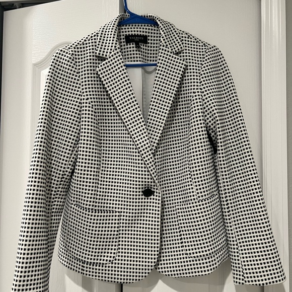 Talbots White and Black Blazer, Front Button Pocket Size M - Picture 1 of 4